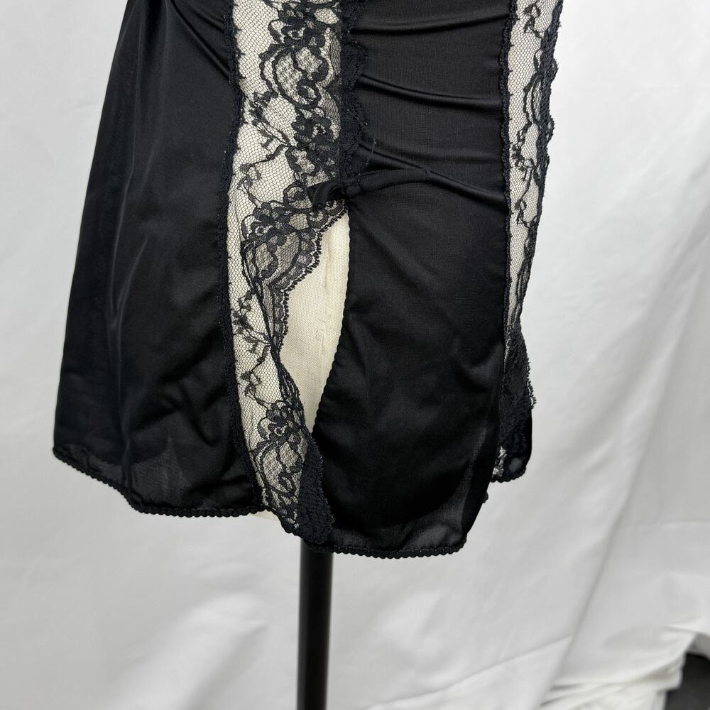 Vintage Sears Black Lace Lingerie Set Robe Slip Dress Sheer Babydoll 70s 80s Sm - Picture 4 of 8
